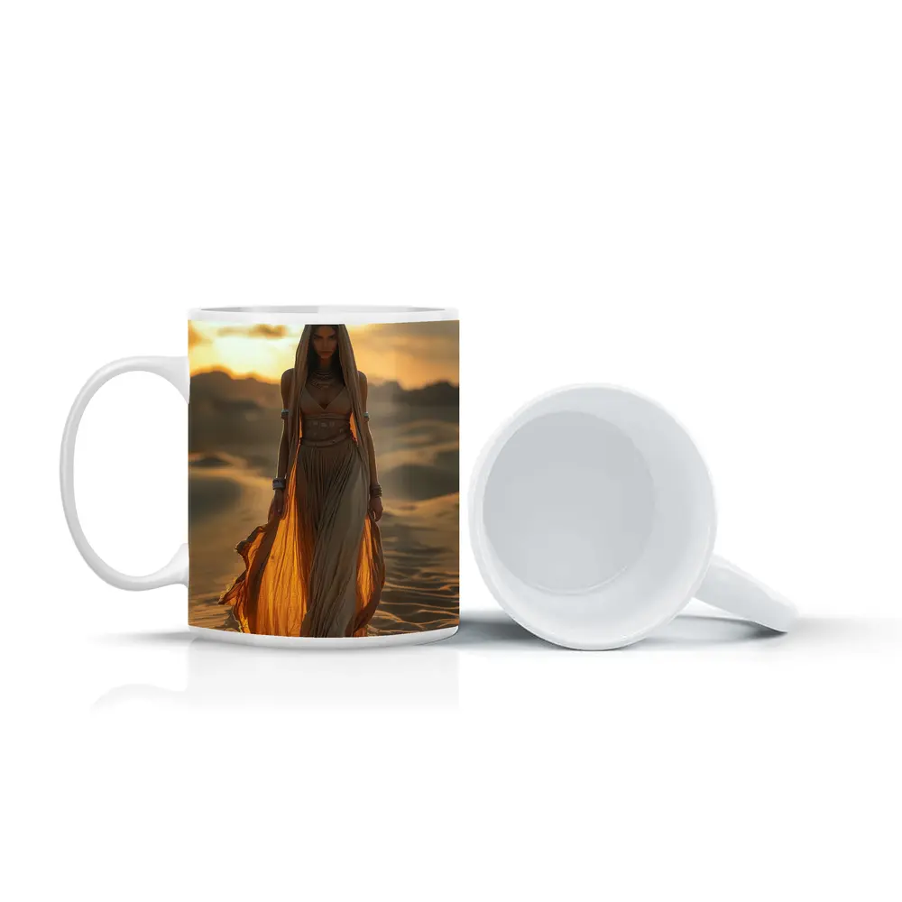 Desert Woman Golden Sand Dunes Sunset – Mugs