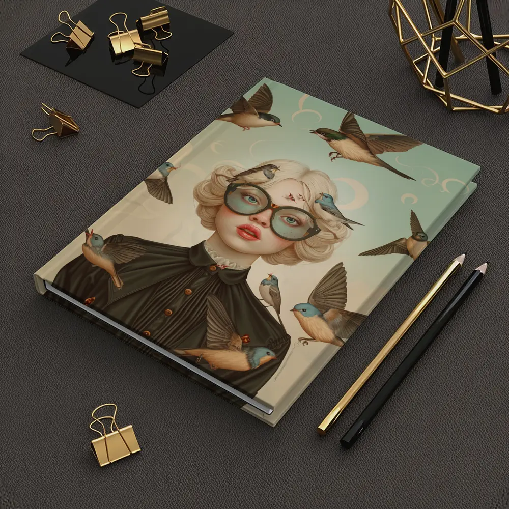 Blonde Woman Birds Surreal Pop Art – Notebooks