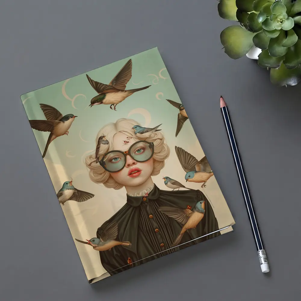 Blonde Woman Birds Surreal Pop Art – Notebooks