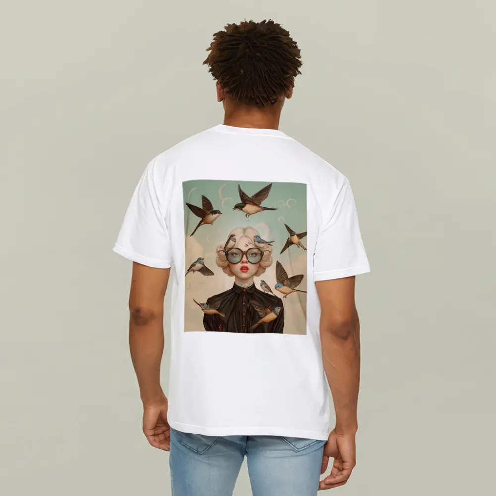 Blonde Woman Birds Surreal Pop Art – T-Shirts