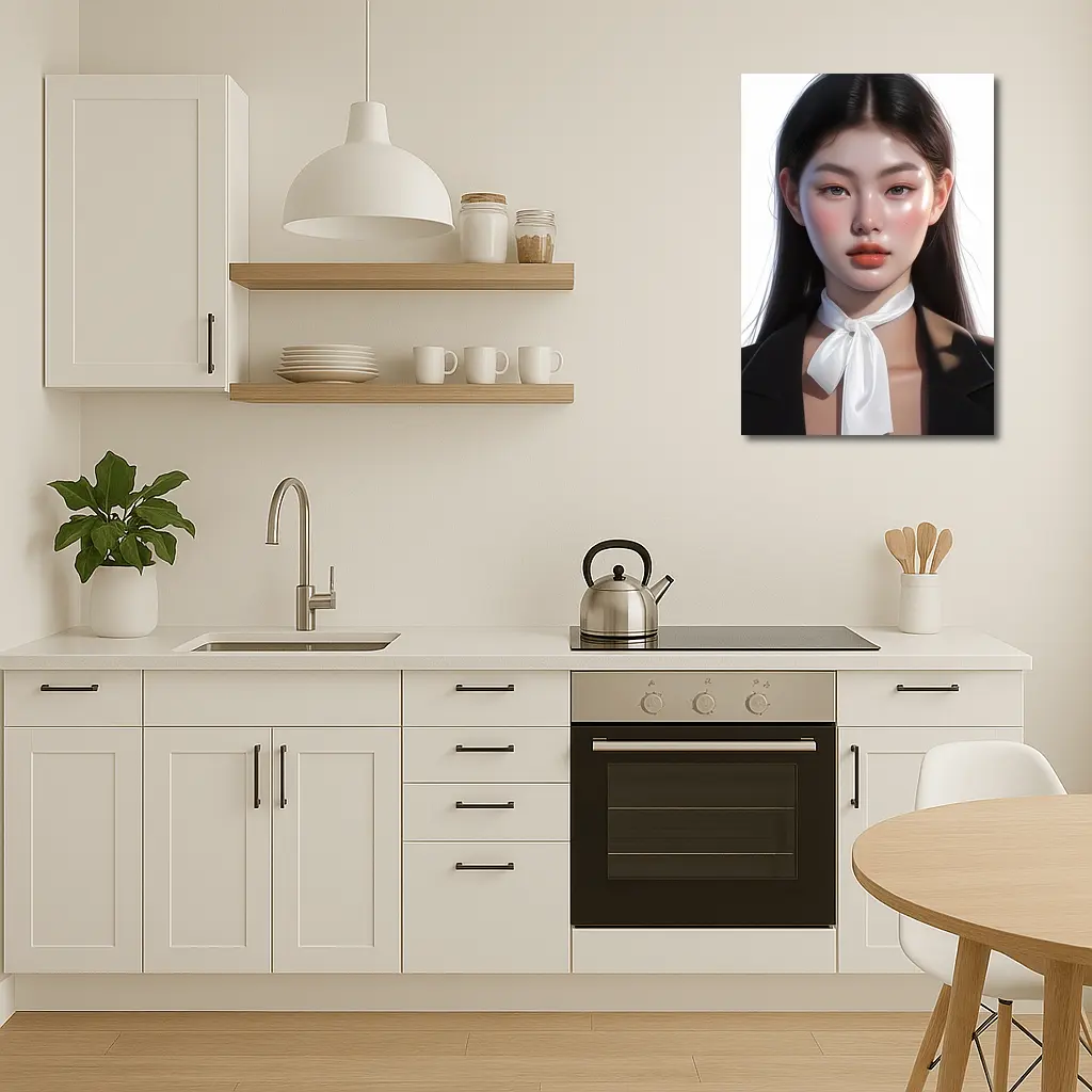 Asian Woman Portrait Digital Art White Background – Wall Art
