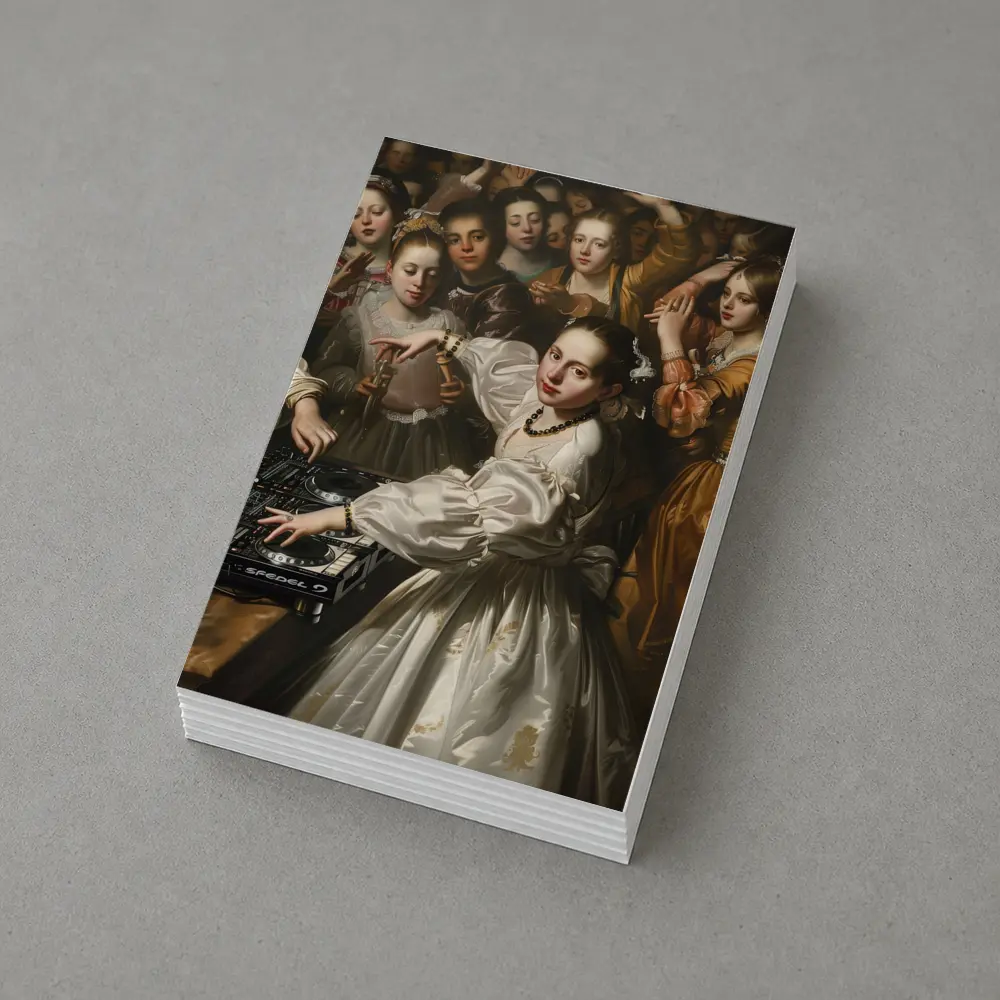 Baroque Woman DJ Spinning at Party – Postcards