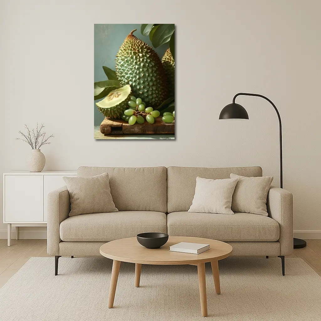 Durian Fruit And Green Grapes Still Life – Wall Art
