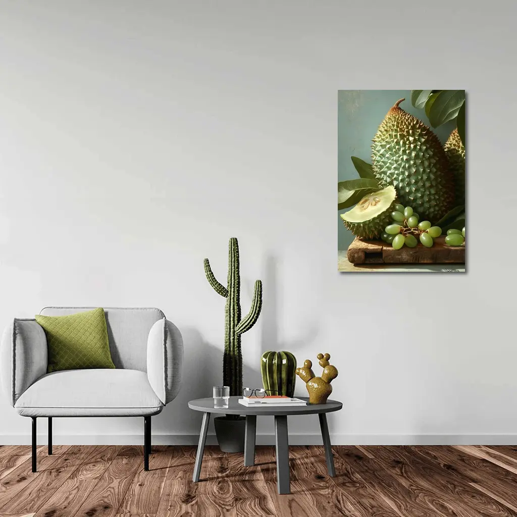 Durian Fruit And Green Grapes Still Life – Wall Art