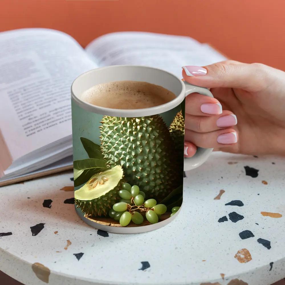 Durian Fruit And Green Grapes Still Life – Mugs