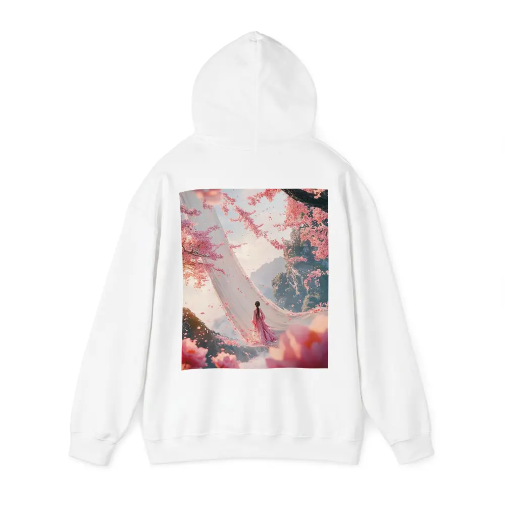 Woman in Pink Cherry Blossom Fantasy Scene – Hoodies