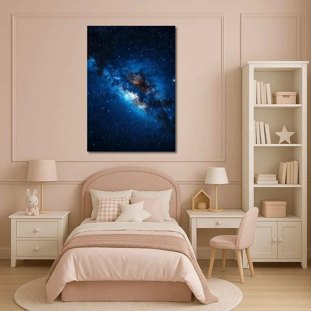 Milky Way Galaxy Deep Blue Starry Night – Wall Art