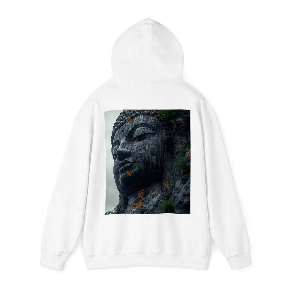Ancient Buddha Rock Carving Overcast Sky – Hoodies