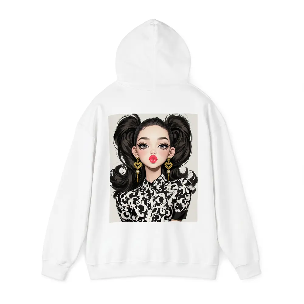 Fashion Girl Portrait Black White Baroque Style – Hoodies