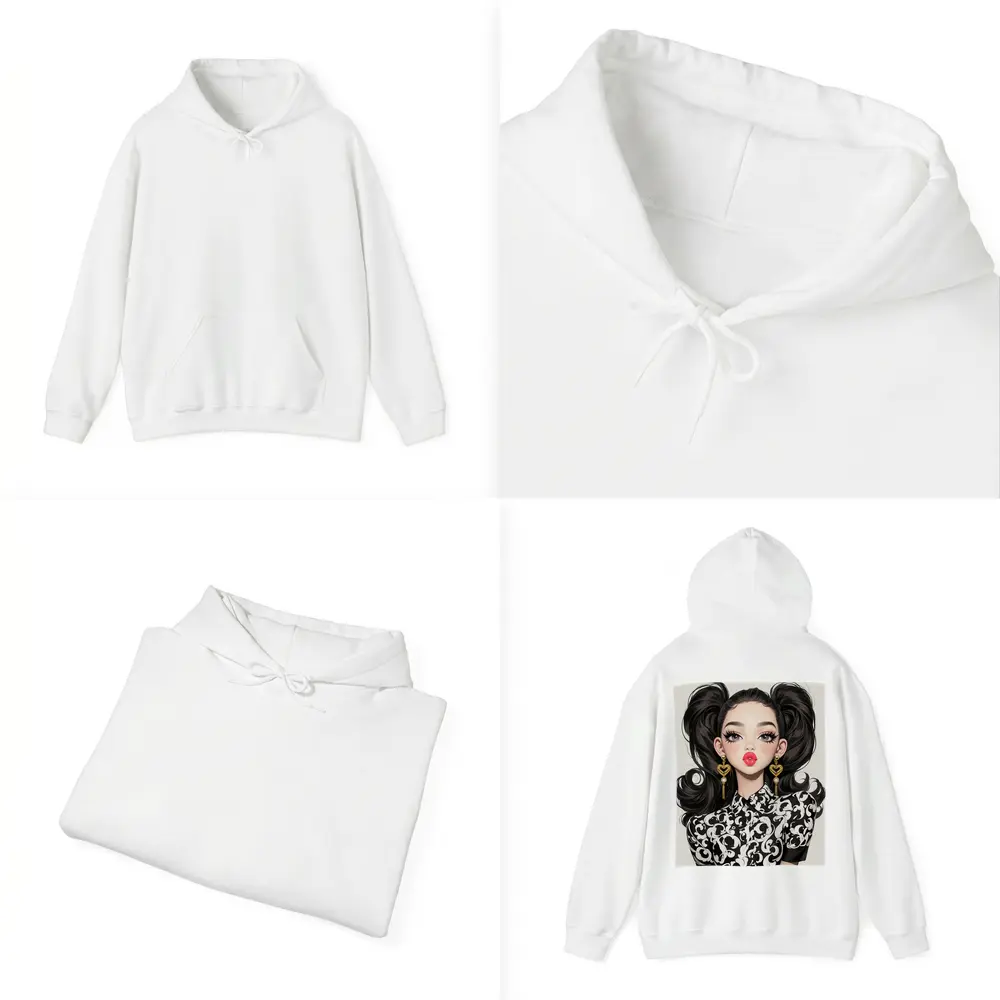Fashion Girl Portrait Black White Baroque Style – Hoodies
