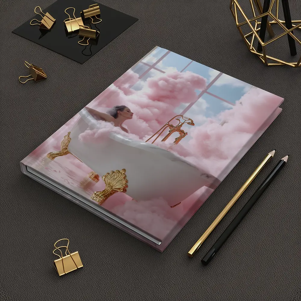 Woman Bathing Pink Clouds Gold Clawfoot Tub – Notebooks