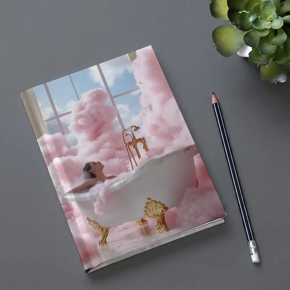 Woman Bathing Pink Clouds Gold Clawfoot Tub – Notebooks