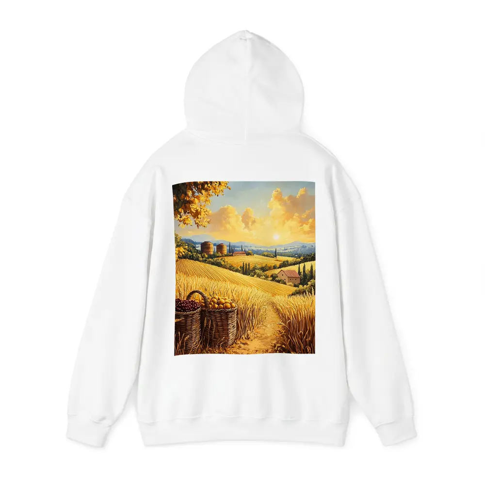 Golden Wheat Fields Tuscany Harvest Sunset Painting – Hoodies