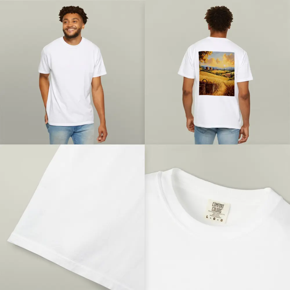 Golden Wheat Fields Tuscany Harvest Sunset Painting – T-Shirts