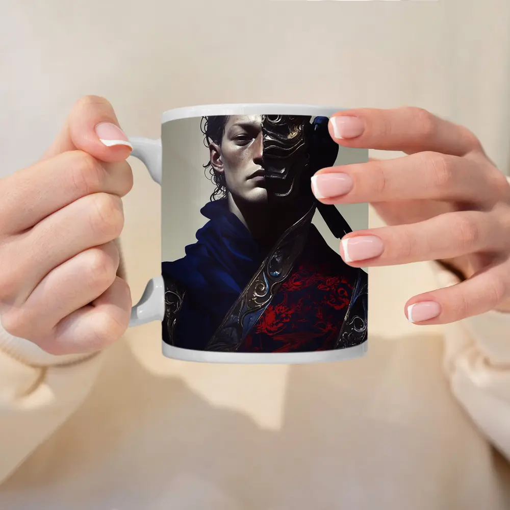 Masked Figure With Raven Dark Fantasy Art – Mugs