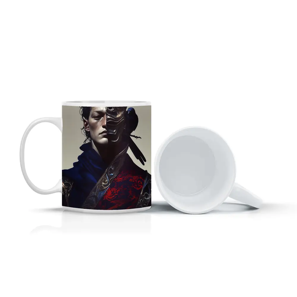 Masked Figure With Raven Dark Fantasy Art – Mugs