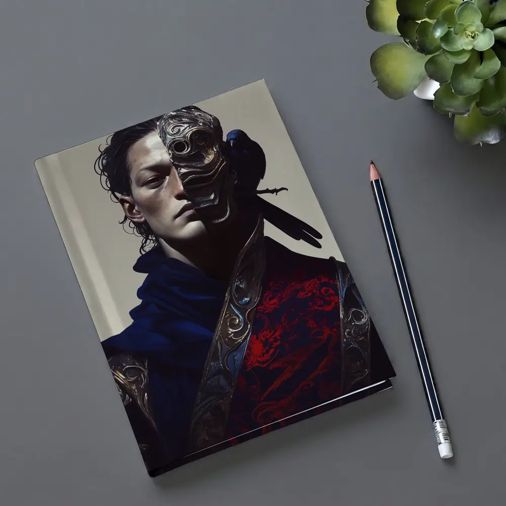 Masked Figure With Raven Dark Fantasy Art – Notebooks