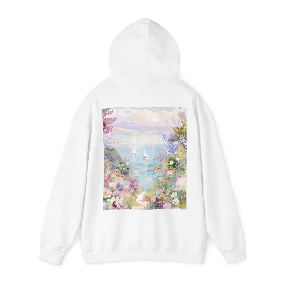 Watercolor Coastal Garden Sailboats Floral Scene – Hoodies