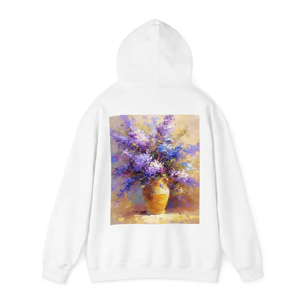 Lilac Flowers In Golden Vase Oil Painting – Hoodies