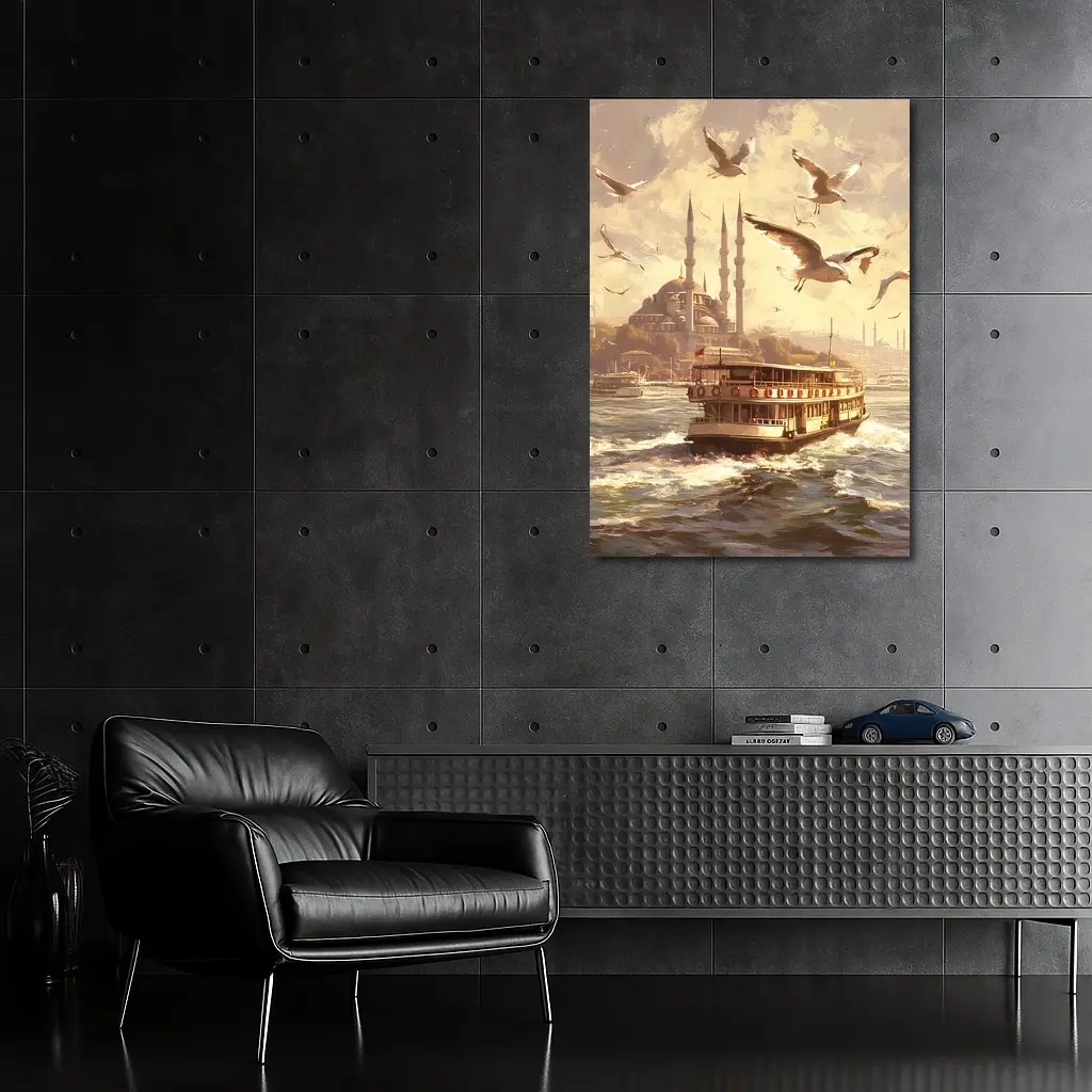 Istanbul Ferry Bosphorus Seagulls Mosque Art – Wall Art