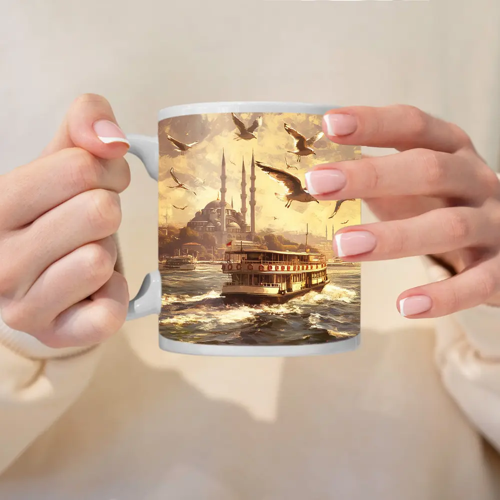 Istanbul Ferry Bosphorus Seagulls Mosque Art – Mugs