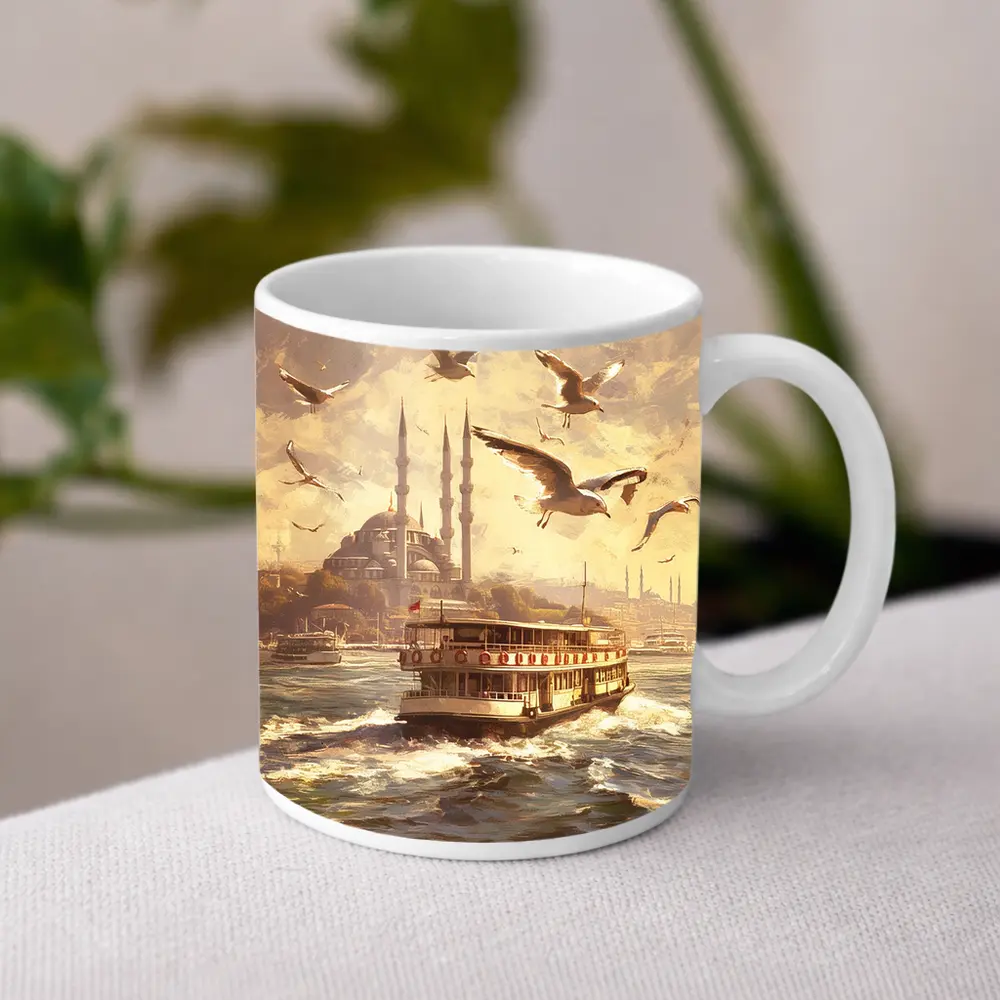Istanbul Ferry Bosphorus Seagulls Mosque Art – Mugs