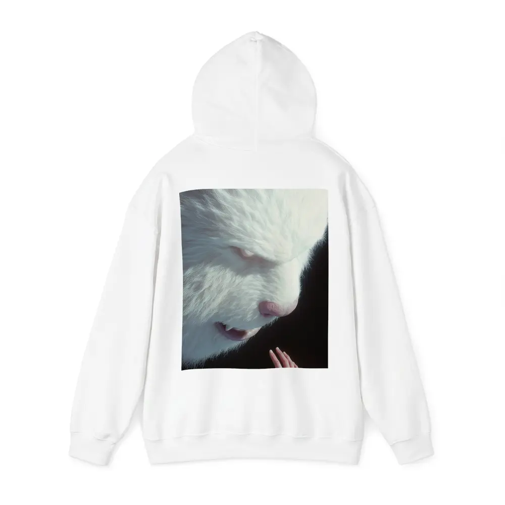 Giant White Bear Looming Over Human Hand – Hoodies