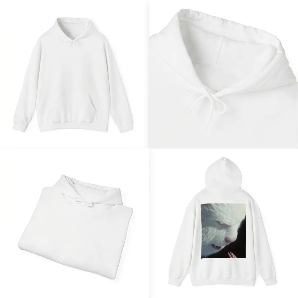 Giant White Bear Looming Over Human Hand – Hoodies