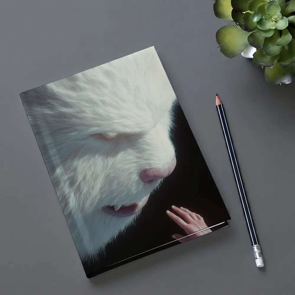 Giant White Bear Looming Over Human Hand – Notebooks