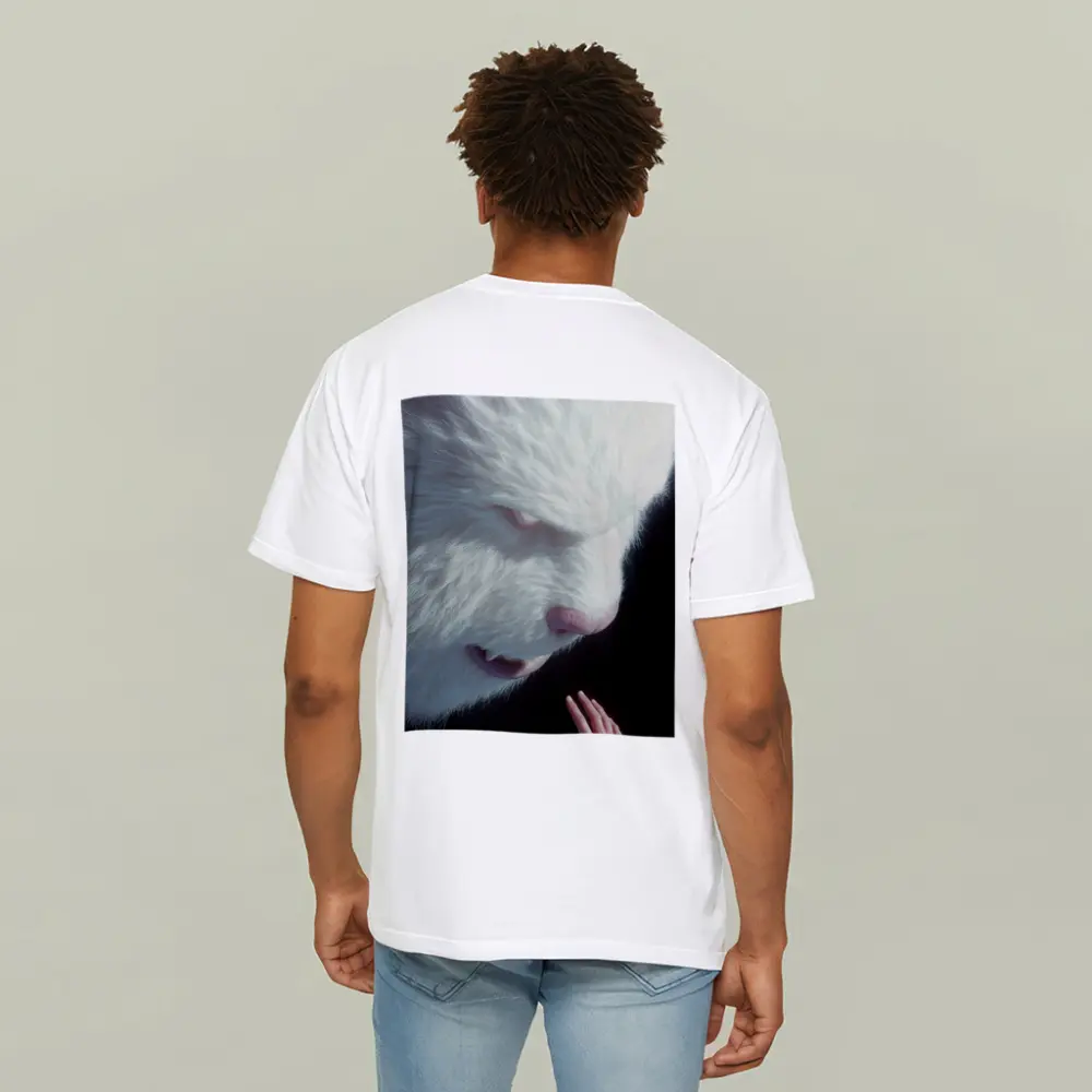 Giant White Bear Looming Over Human Hand – T-Shirts