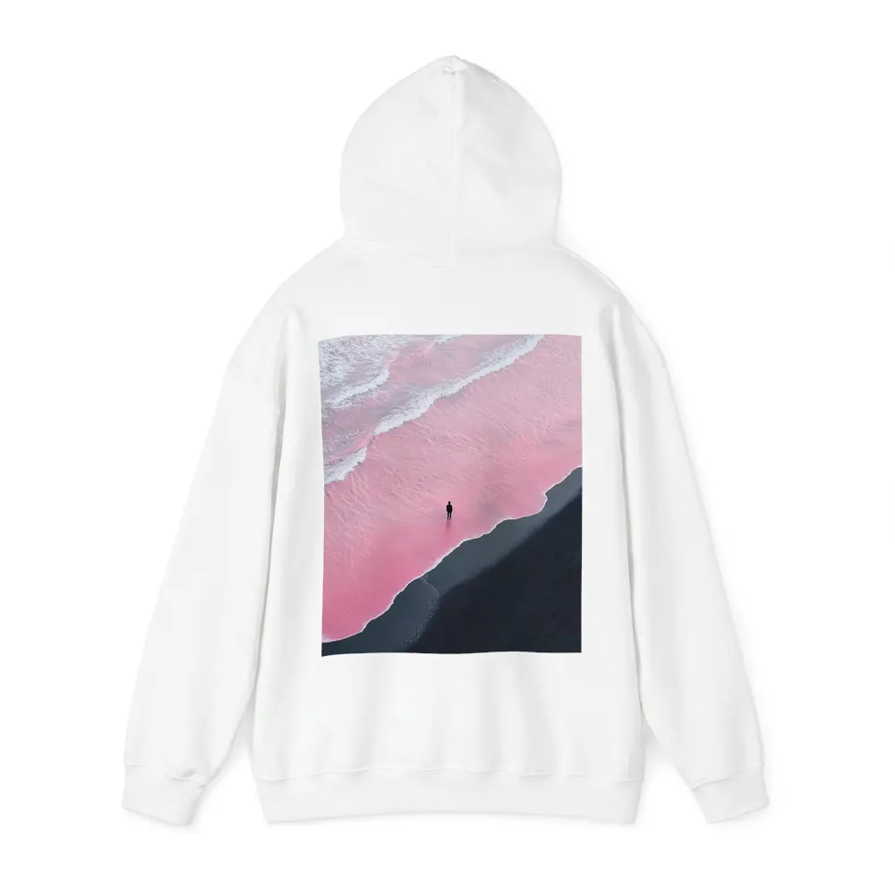 Lone Figure Pink Ocean Black Sand Beach – Hoodies