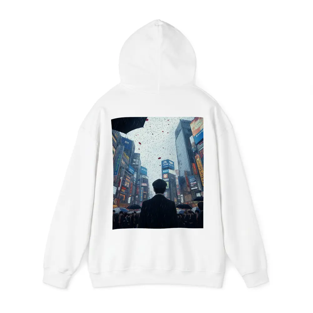 Man Standing in Rainy Tokyo City Street – Hoodies