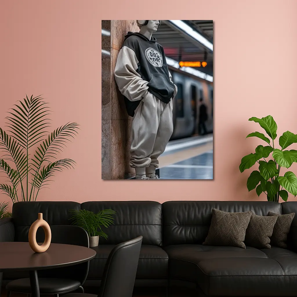 Greek Statue Hoodie Subway Station Urban – Wall Art