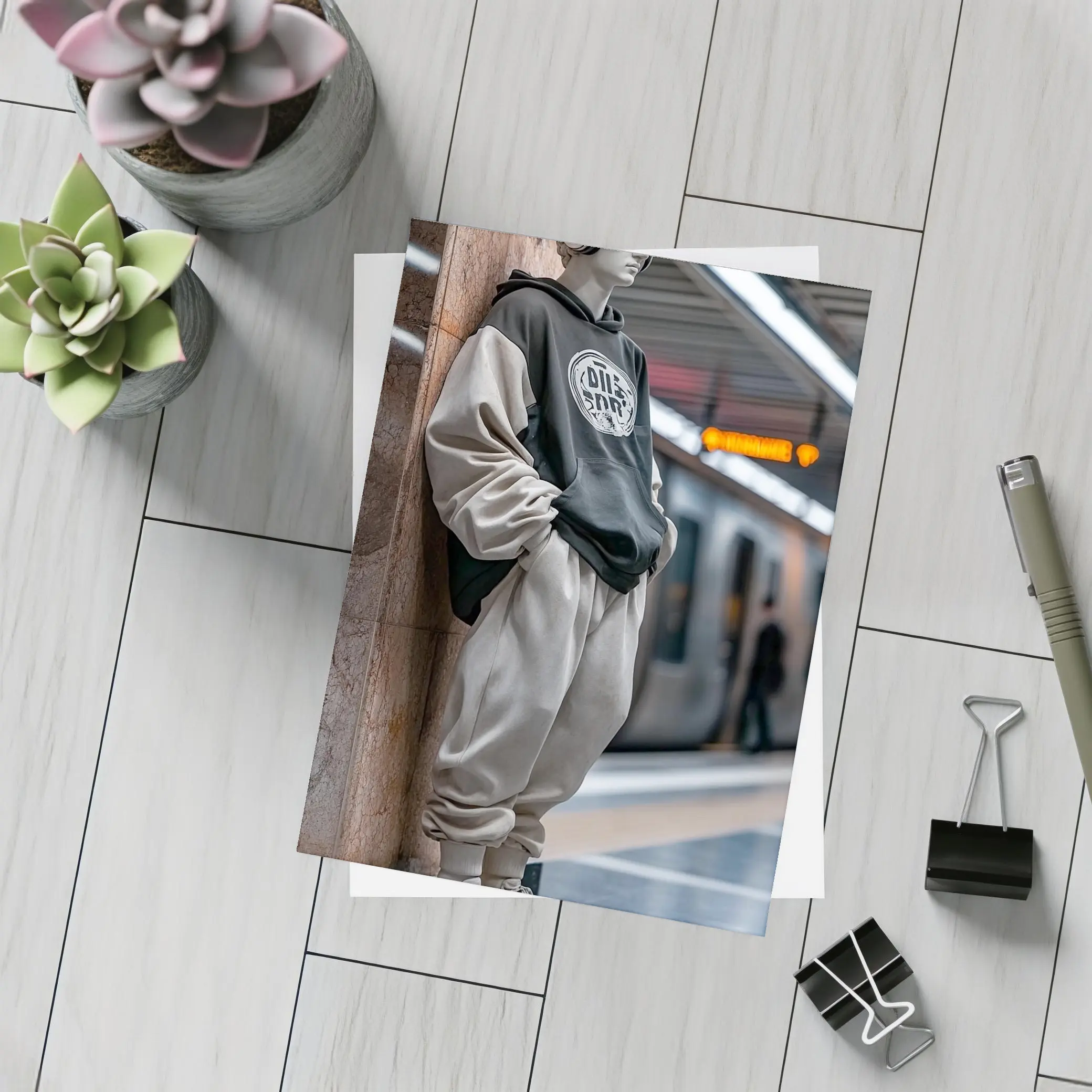 Greek Statue Hoodie Subway Station Urban – Postcards
