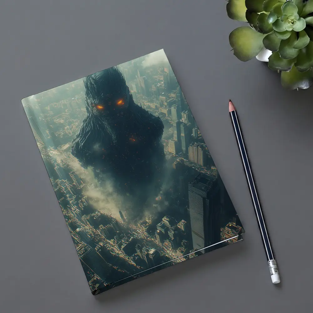 Dark Giant Monster Rising Over City – Notebooks