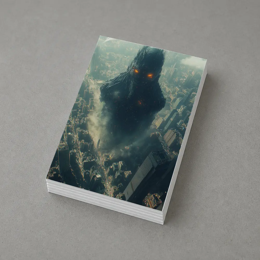Dark Giant Monster Rising Over City – Postcards