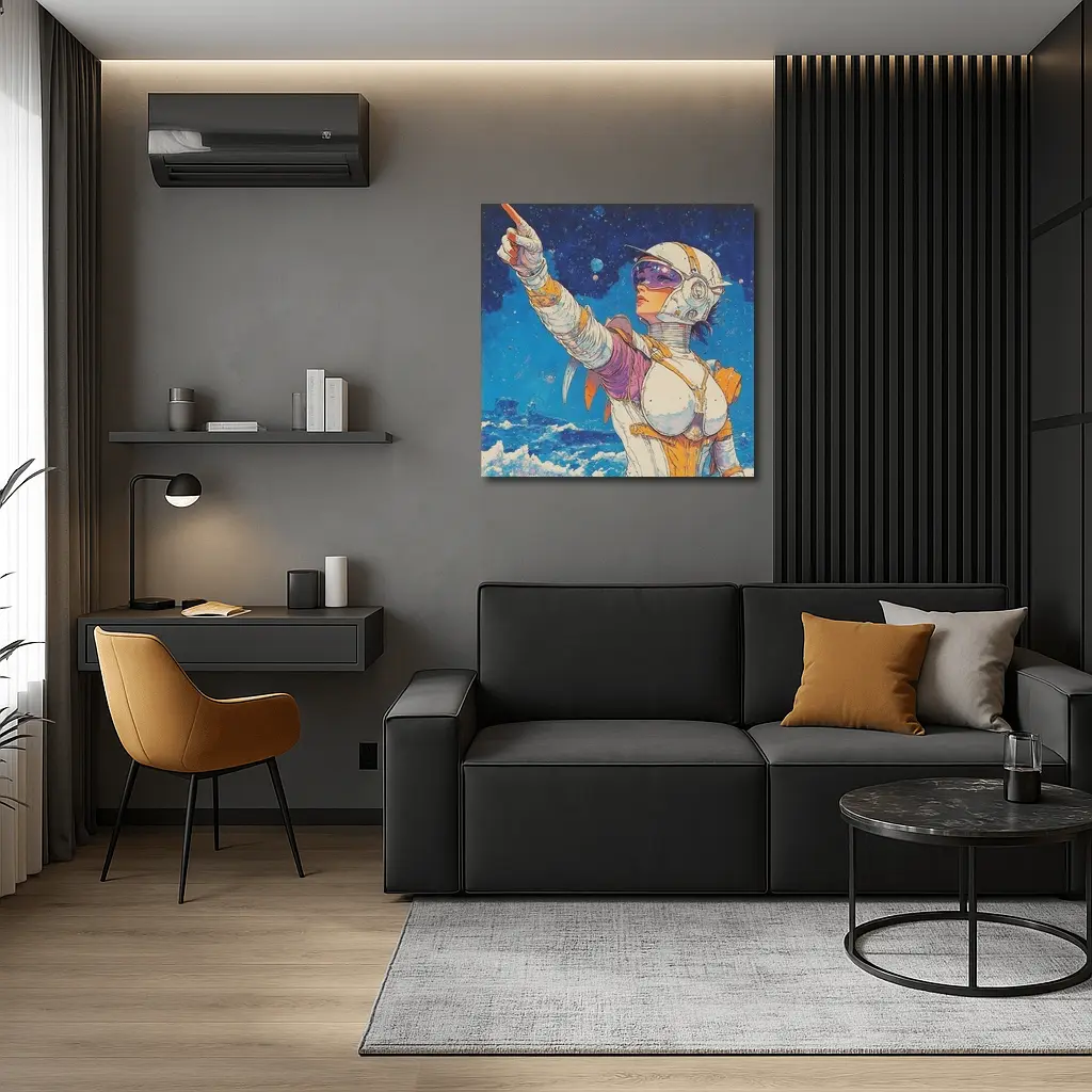 Anime Space Girl Pointing Cosmic Ocean – Wall Art