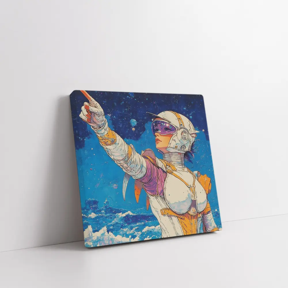 Anime Space Girl Pointing Cosmic Ocean – Wall Art