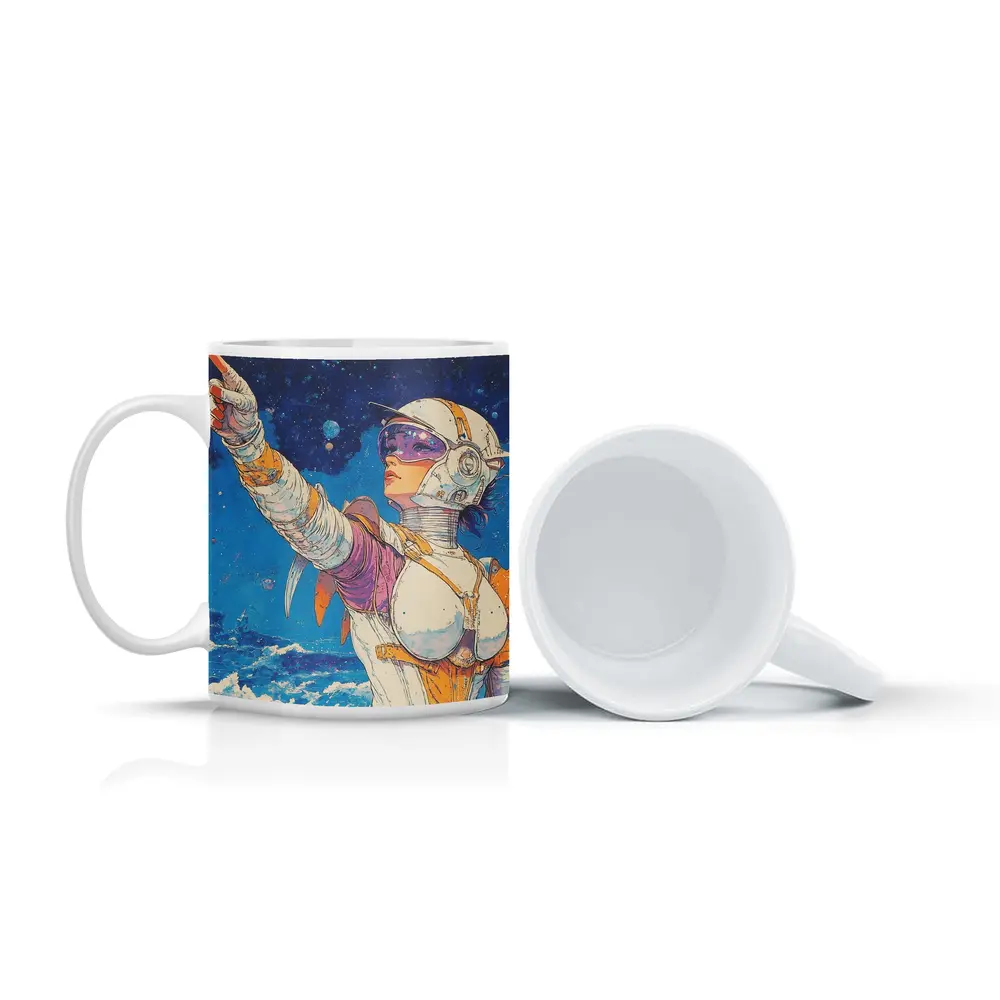Anime Space Girl Pointing Cosmic Ocean – Mugs