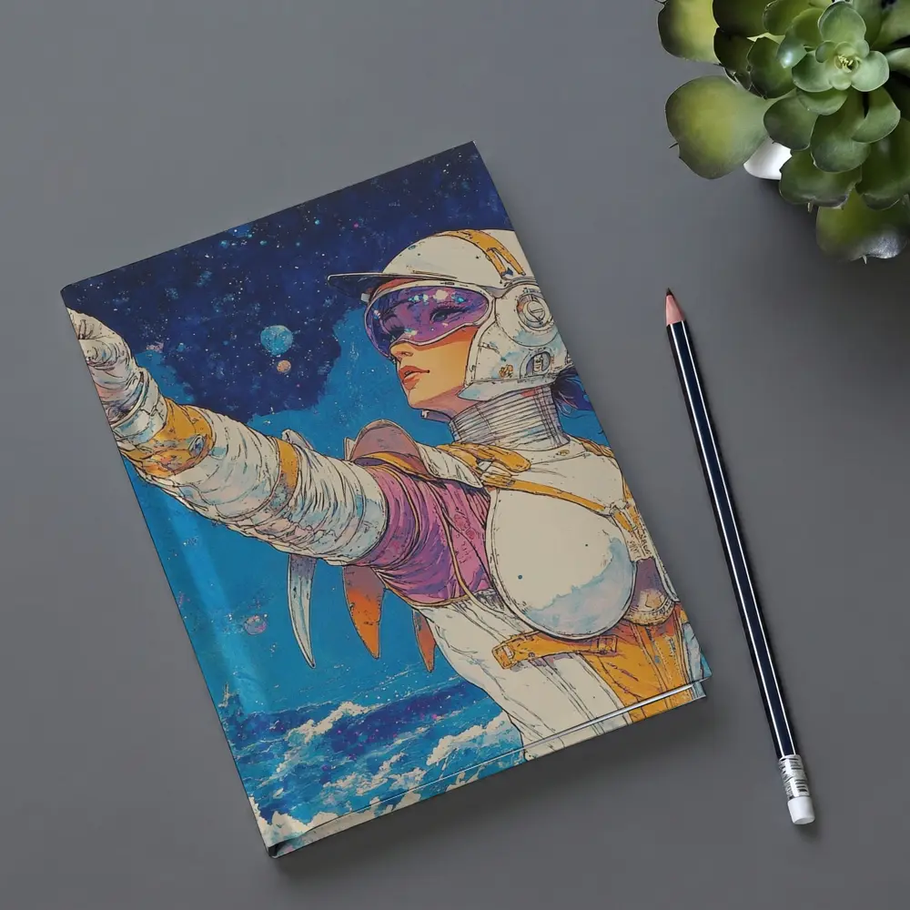 Anime Space Girl Pointing Cosmic Ocean – Notebooks