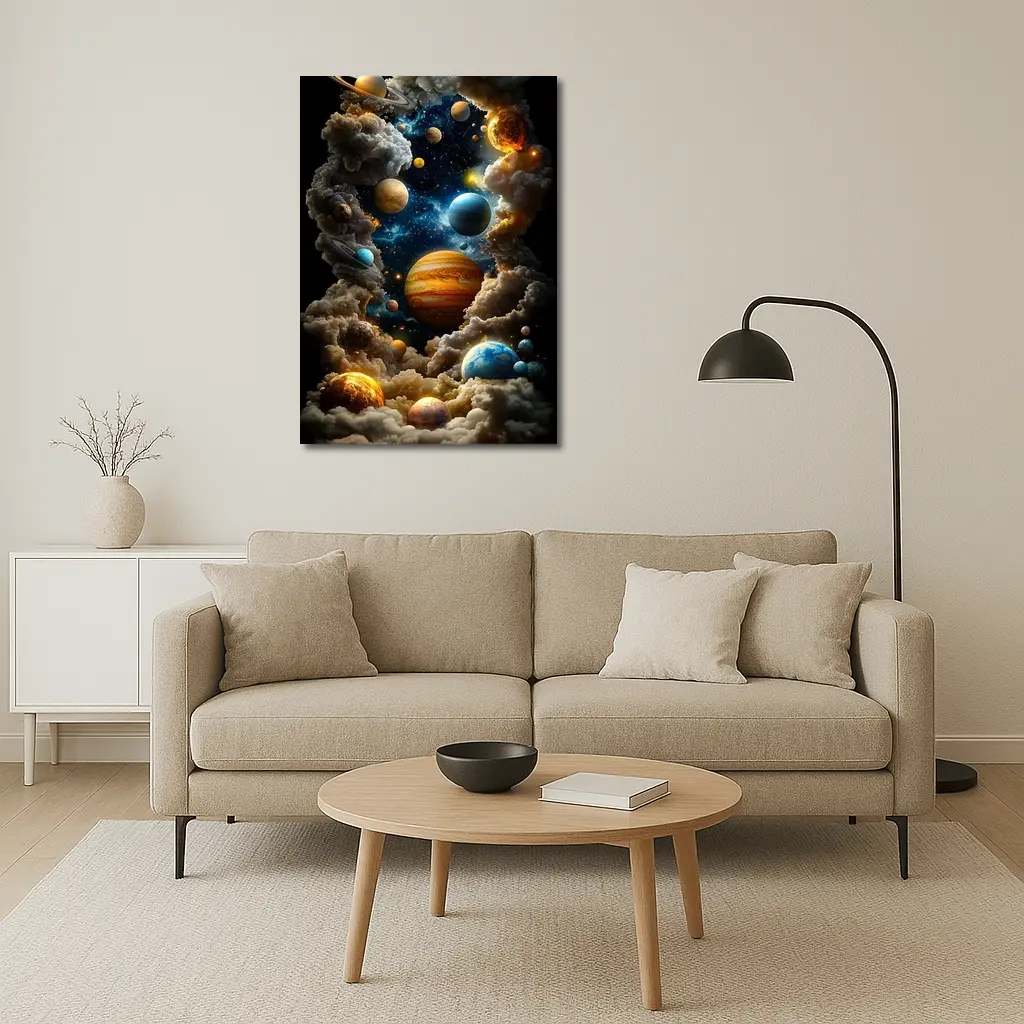 Solar System Planets Swirling Cloud Galaxy – Wall Art