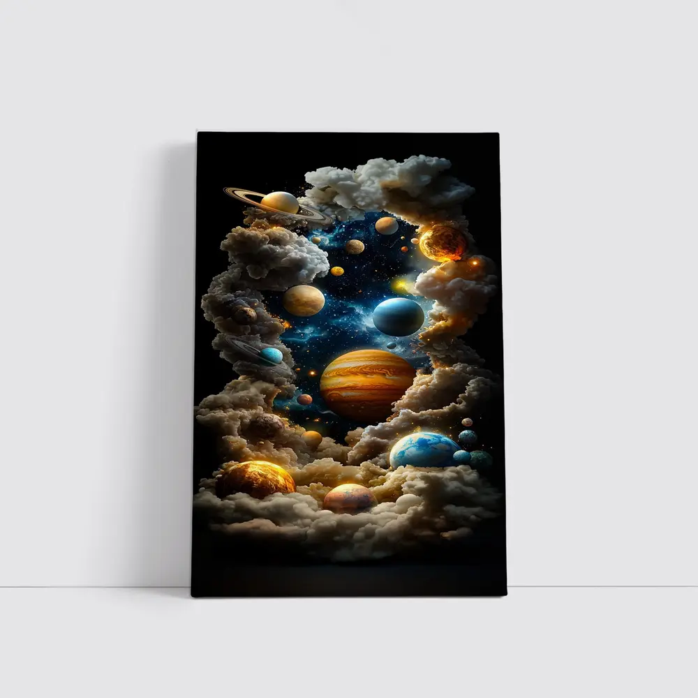 Solar System Planets Swirling Cloud Galaxy – Wall Art