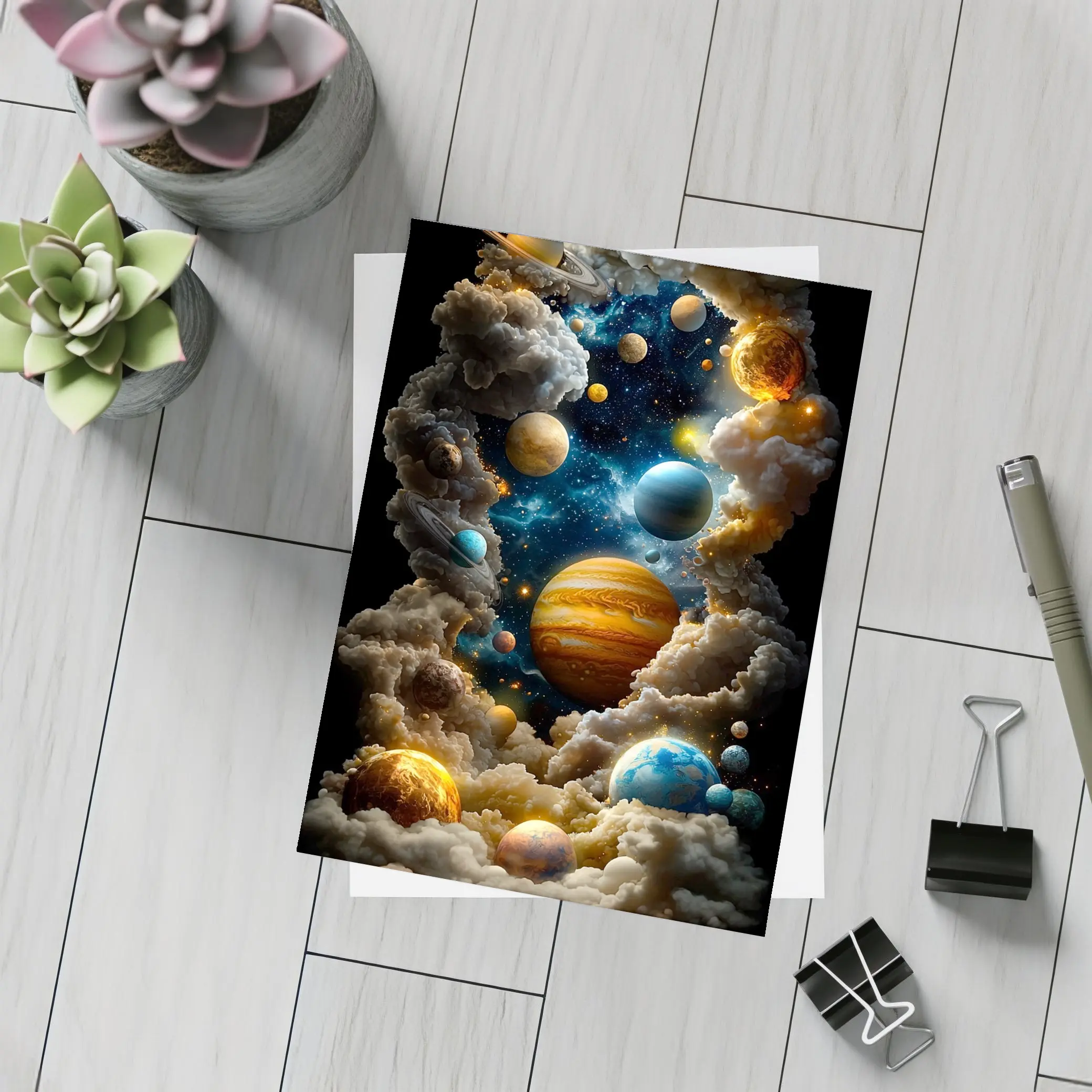 Solar System Planets Swirling Cloud Galaxy – Postcards
