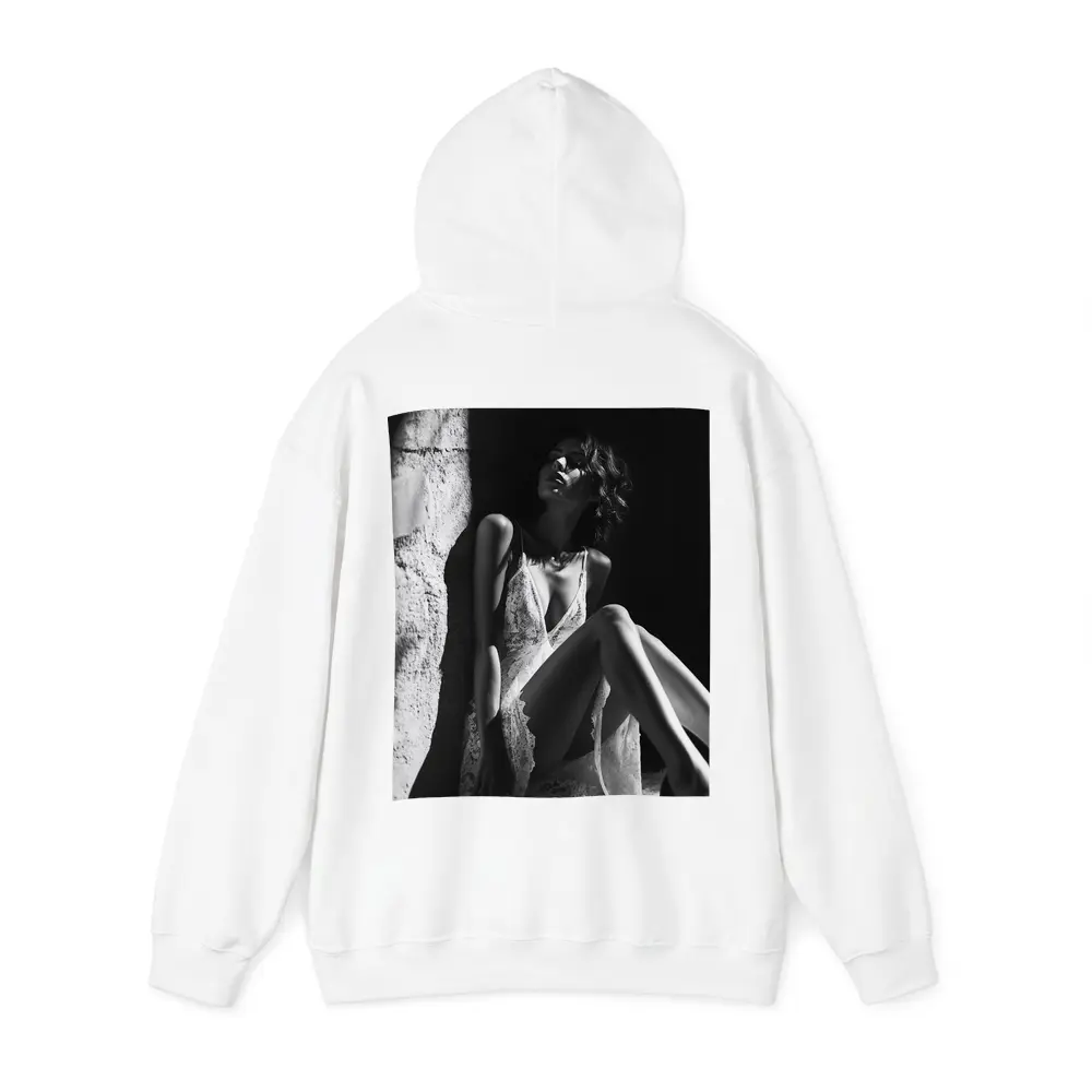 Black and White Woman Lace Dress Portrait – Hoodies