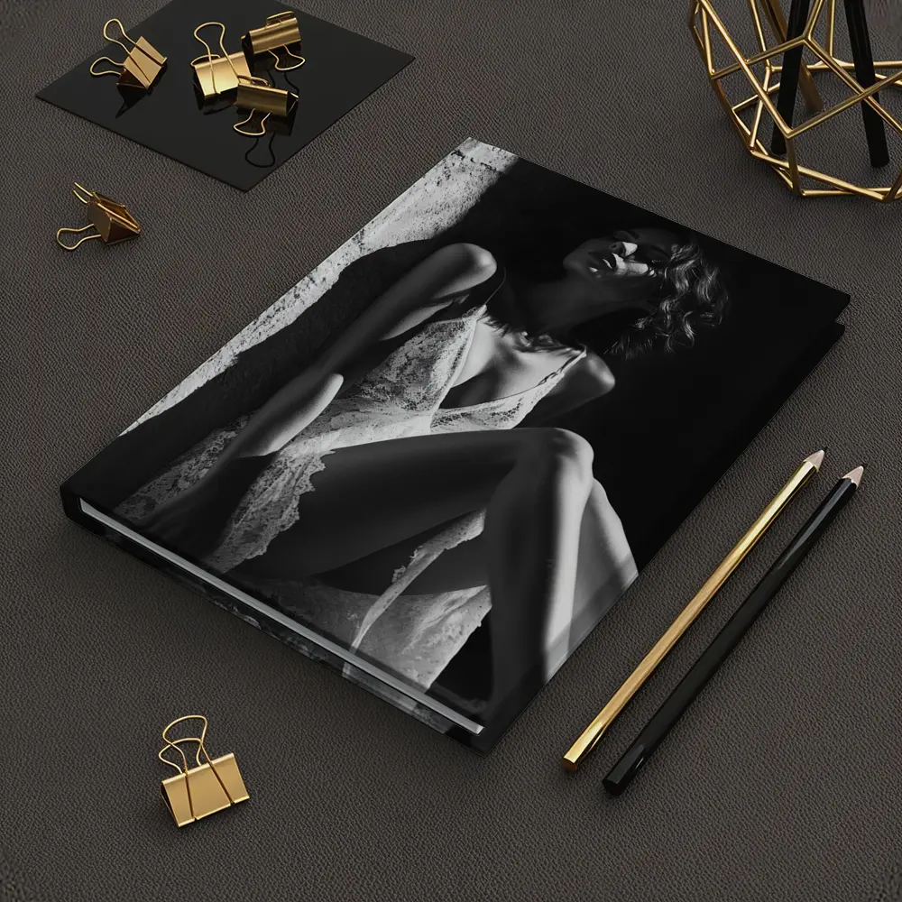 Black and White Woman Lace Dress Portrait – Notebooks