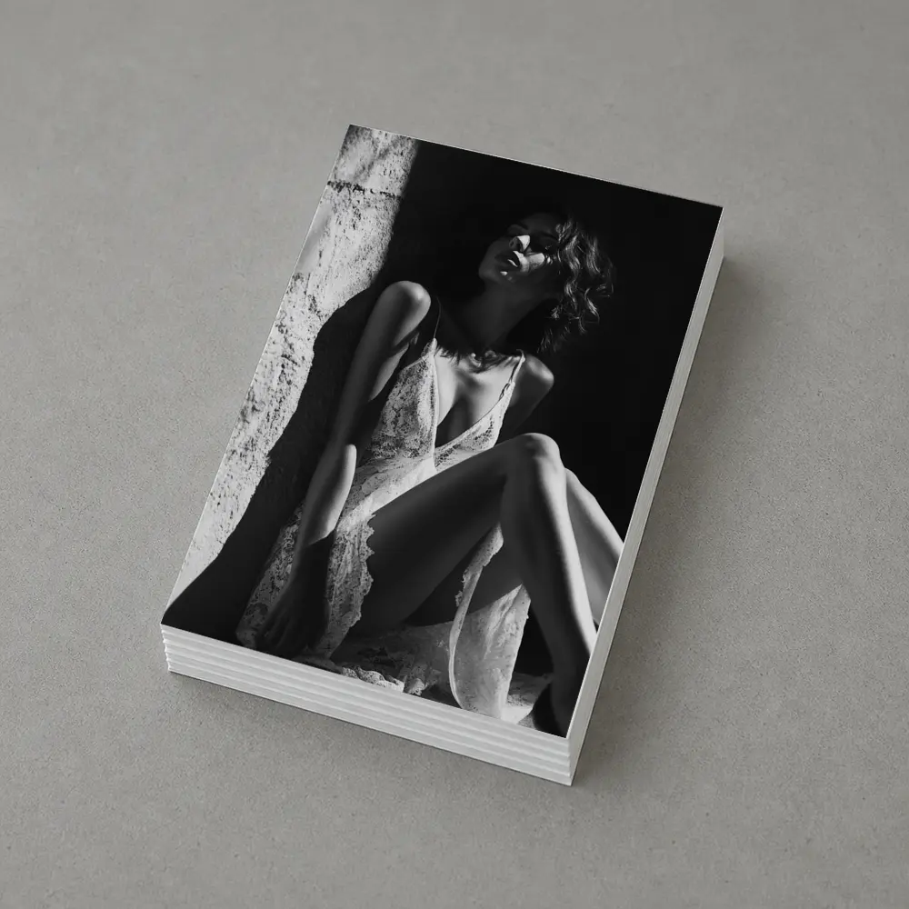 Black and White Woman Lace Dress Portrait – Postcards