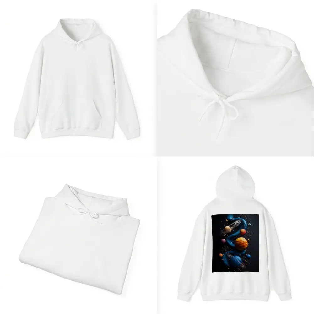 Solar System Planets Swirling Dark Background – Hoodies