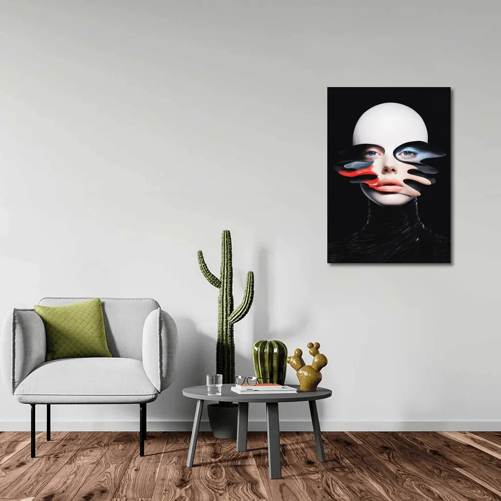 Surreal Female Face Abstract Dark Background – Wall Art
