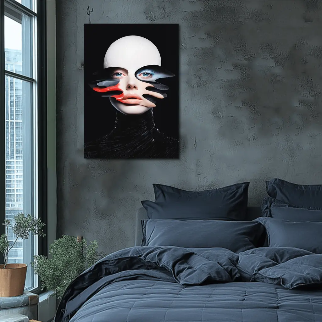 Surreal Female Face Abstract Dark Background – Wall Art