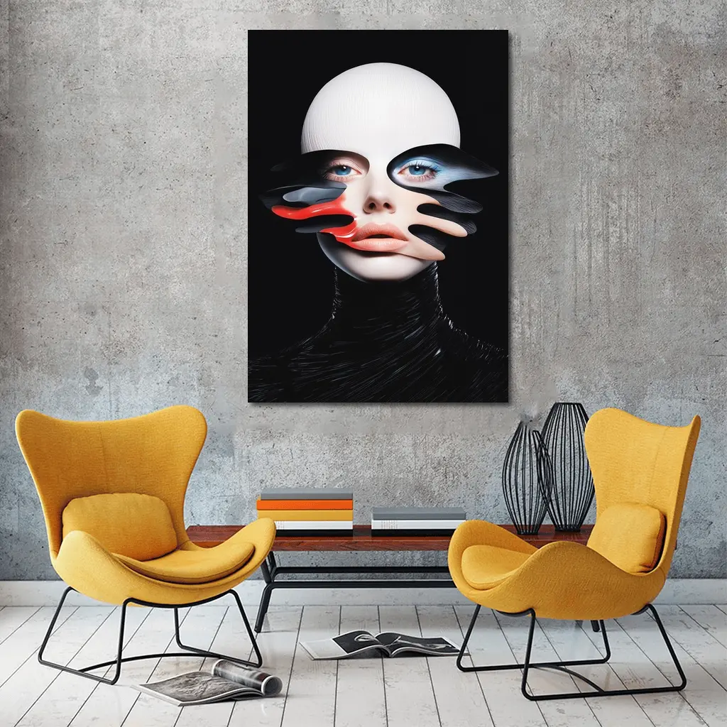 Surreal Female Face Abstract Dark Background – Wall Art